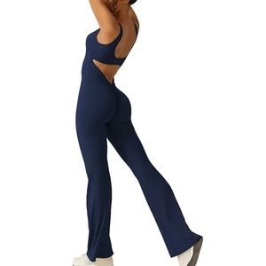 Booty scrunch jumpsuit navy blue lounge wear athleisure